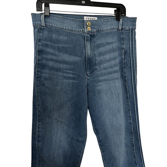 Frame Womens Parisian Straight Leg Jeans Size 30 Light Wash Stretch Side Stripe - Picture 3 of 8